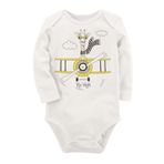 Organik Baskılı Pamuklu Unisex Bebek Body Uzunkole14 1719-LMN, Yeni Doğan