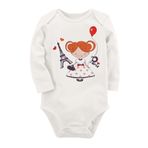 Organik Baskılı Pamuklu Unisex Bebek Body Uzunkole15 1753-LMN, 3 Ay