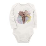Organik Baskılı Pamuklu Unisex Bebek Body Uzunkole22 1858-LMN, 12 Ay