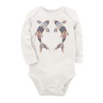 Organik Baskılı Pamuklu Unisex Bebek Body Uzunkole24 1777-LMN, Yeni Doğan