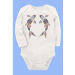Organik Baskılı Pamuklu Unisex Bebek Body Uzunkole24 1777-LMNN, 6 Ay