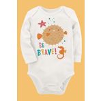 Organik Baskılı Pamuklu Unisex Bebek Body Uzunkole29 1845-LMNN, 9 Ay