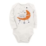 Organik Baskılı Pamuklu Unisex Bebek Body Uzunkole3 1756-LMN, 6 Ay