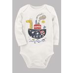 Organik Baskılı Pamuklu Unisex Bebek Body Uzunkole35 1617-LMNN, 6 Ay