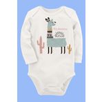 Organik Baskılı Pamuklu Unisex Bebek Body Uzunkole42 1770-LMNN, Yeni Doğan