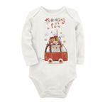 Organik Baskılı Pamuklu Unisex Bebek Body Uzunkole43 1757-LMN, Yeni Doğan