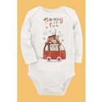 Organik Baskılı Pamuklu Unisex Bebek Body Uzunkole43 1757-LMNN, 12 Ay