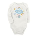 Organik Baskılı Pamuklu Unisex Bebek Body Uzunkole49 1851-LMN, Yeni Doğan