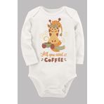 Organik Baskılı Pamuklu Unisex Bebek Body Uzunkole52 1807-LMNN, Yeni Doğan