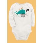 Organik Baskılı Pamuklu Unisex Bebek Body Uzunkole62 1853-LMNN, 12 Ay