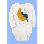 Organik Baskılı Pamuklu Unisex Bebek Body Uzunkole79 1831-LMNN, 6 Ay