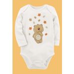 Organik Baskılı Pamuklu Unisex Bebek Body Uzunkole9 1796-LMNN, Yeni Doğan