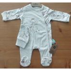 Organik Ceylan Baskılı Çıtçıtlı Bereli Patikli Tulum Zıbın - 3 Ay - Bej