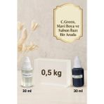 Organik Hekim C. Green Kokulu Esans 30 ml | Mavi Renk Sabun Boyası 30 ml | Şeffaf Sabun Bazı 500 gr