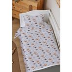 Organik Lastiksiz Çarşaflı Bebek Nevresim Takımı (100x150) - Uzayda Ayı