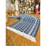 Organik Pamuk Dantel Runner Kilimli Desen 150X35 - 35 x 145 cm - Lacivert