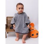 Organik Pamuk Kapşonlu Plaj Çocuk Bebek Panço Bornoz Banyo Havlu Kapüşonlu 2-4 yaş Panço Boy 50cm En 60cm - 2 - 4 Yaş - Gri
