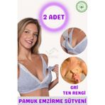 Organik Pamuklu Emzirme Sütyeni 2 Adet - Organic Cotton Nursing Bra 2 Pack - Ten - Gri - 100B