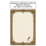 Organik Yolda Çerçeve Kenarlık Detayı Mektup Kağıdı (12 Adet A4 Boyut)