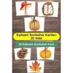 Organik Yolda Sonbahar Eşleştirme Kartları Şablonu, Montessori, 20 Adet