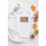Organik%100 Pamuk Kısa Kollu Beyaz Hello Teddy Bear Bebek Body Bebek Badi Çıtçıtlı Zıbın, 6 Ay
