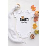 Organik%100 Pamuk Uzun Kollu Beyaz Good Vibes Only Bebek Body Bebek Badi Çıtçıtlı Zıbın, 9 Ay