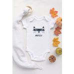Organik%100 Pamuk Uzun Kollu Beyaz Kedi Meow Bebek Body Bebek Badi Çıtçıtlı Zıbın, 2-4 Yaş
