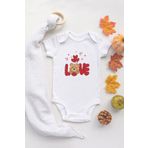 Organik%100 Pamuk Uzun Kollu Beyaz Love Teddy Bear Bebek Body Bebek Badi Çıtçıtlı Zıbın, 6 Ay
