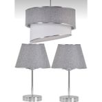 Organix Home Avize & abajur 3’lü Set Hasır Gold Tasarım ( Renk çeşitleri) - Antrasit - Gümüş