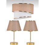 Organix Home Avize & abajur 3’lü Set Hasır Gold Tasarım ( Renk çeşitleri) - Beyaz - Kahverengi