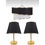 Organix Home Avize & abajur 3’lü Set Hasır Gold Tasarım ( Renk çeşitleri) - Gold - Siyah