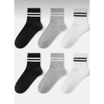 Organix Home Çorap 6 Çift Çizgili Tenis Kolej Çorap Unisex Esnek Hava Alan Pamuklu Kumaş - 36 - 40 - 00-Beyaz