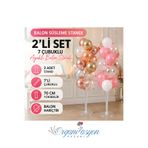 Organizasyon Pazarı 2’li Balon Standı 7 Çubuklu Ayaklı Balon Süsleme Standı 70 Cm Set