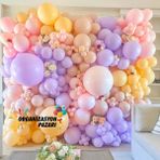Organizasyon Pazarı Balon Seti Makaron Sarı-Makaron Pembe-Makaron Lila-Makaron Somon 100 Lü Balon Zinciri Seti