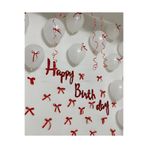 Organizasyon Pazarı Kırmızı Simli Happy Birthday Balon Kırmızı Kurdele Konsept Minimal Doğum Günü Dekoru Parti Süs Balon