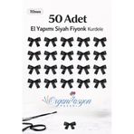 Organizasyon Pazarı Siyah Premium Fiyonk Saten Kurdele 10mm 50 Adet Balon Süs Hediyelik Süs Pasta Süs Bohça Çeyiz
