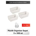 #Organizer 350 ML Plastik Organizer Sepet 3’lü Set Çok Amaçlı Düzenleyici Saklama Kutusu Dolap İçi M