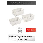 #Organizer 350 Ml Plastik Organizer Sepet 3’Lü Set Çok Amaçlı Düzenleyici Saklama Kutusu Dolap İçi Mutfak Banyo Masaüstü