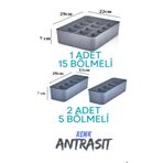 ORGASET 3'lü Düzenleyici Antrasit, mutfak, banyo, ofis, yatak odası, makyaj masası organizer set