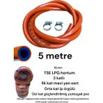 Orgaz Ev Tüpü Sanayi Tüpü Piknik Tüpü Kamp Ocak Pürmüz Tse Lpg Tüpgaz Hortumu 5 Metre 2 Kelepçe 10MM - uzun