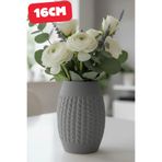 Örgü Desenli Uzun Vazo | Knit Tall Vase | Modern Ev Dekoru | 12CM Gri