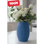 Örgü Desenli Uzun Vazo | Knit Tall Vase | Modern Ev Dekoru | 12CM Lacivert