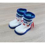 Örgü Erkek Bebek Denizci Patik