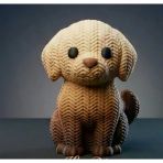 Örgü Görünümlü Dekoratif Köpek Figürü - 3D Baskı Tatlı Köpek Biblo
