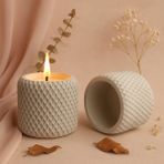 Örgü Hasır Desenli Beyaz Beton Soya Mum (2 Adet)