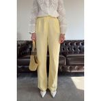 Örgü Kemerli Keten Premium Pantolon- Sarı