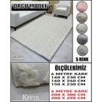 Örgü Model Kumaştan Welsoft Lastikli Halı Örtüsü - Krem - 160 x 240 cm