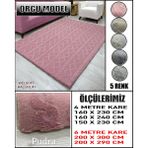 Örgü Model Kumaştan Welsoft Lastikli Halı Örtüsü - Pudra - 160 x 230 cm