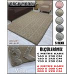 Örgü Model Kumaştan Welsoft Lastikli Halı Örtüsü - Vizon - 160 x 240 cm
