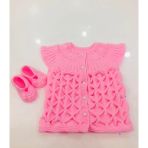 Örgü Pembe Kız Bebek Yelek Takımı